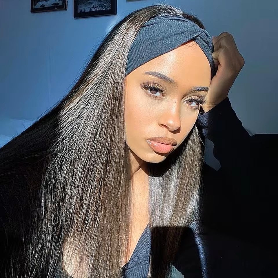 Human Hair No Lace Headband Wig – Natural Look, Comfortable Fit, Easy to Wear, Adjustable Headband Style, Perfect for Daily Use and Styling
