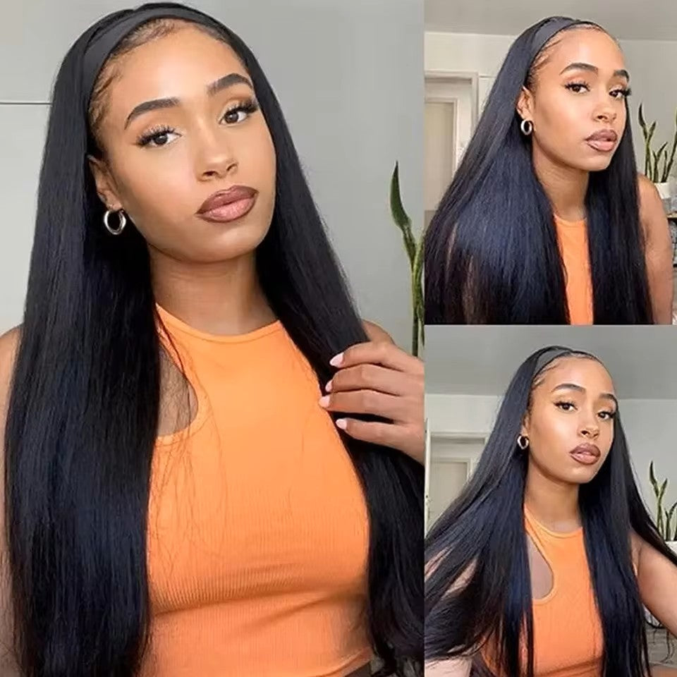 Human Hair No Lace Headband Wig – Natural Look, Comfortable Fit, Easy to Wear, Adjustable Headband Style, Perfect for Daily Use and Styling