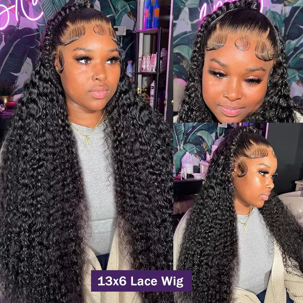 Vietnamese Water Wave Lace Front Human Hair Wigs Deep Wave 13x6 HD Lace Frontal Wig Invisible Strap 360 Full Lace Glueless Wig