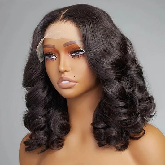 14 16 Inches Loose Wave Short Bob Wigs 13x4 Body Wave 4x4 HD Lace Frontal Wig 100% Human Hair Wigs 250% For Women Preplucked