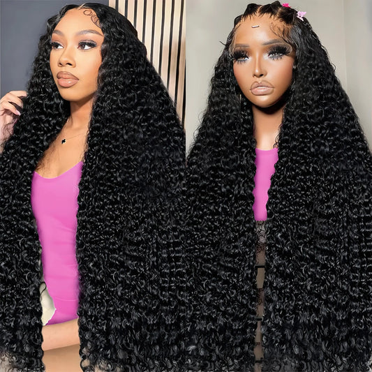 250 Density Deep Wave Loose Wig 46 Inch Hd Transparent Brazilian Curly 13x4 13x6 Pre Plucked Lace Front Wig Human Hair For Women