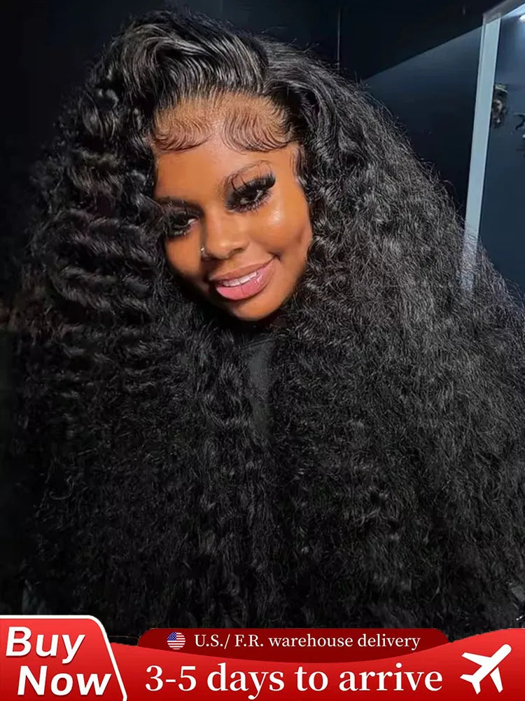 250% Density Deep Wave 13x6 360 HD Pre Plucked Lace Front Human Hair Wigs 40 46 Inch Curly Wig For Women Water Wave Frontal Wigs