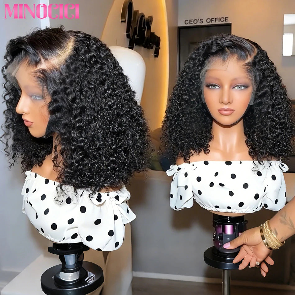 Short Bob Wigs Water Curly 13x4 13x6 Deep Wave HD Lace Frontal Wig For Women 250% Brazilian Ready to Go Glueless Human Hair Wigs