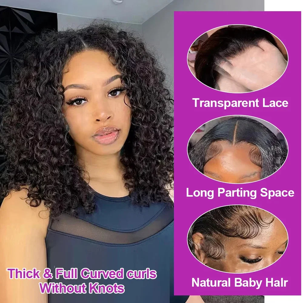 Short Bob Wigs Water Curly 13x4 13x6 Deep Wave HD Lace Frontal Wig For Women 250% Brazilian Ready to Go Glueless Human Hair Wigs