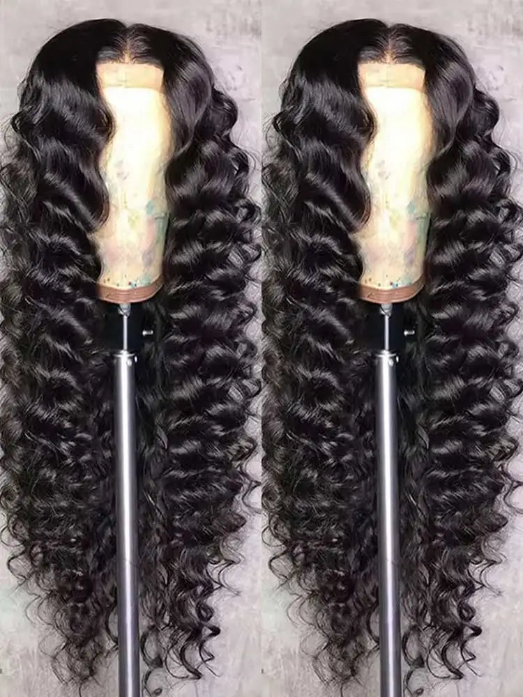 40 42 Inch HD Loose Deep Wave 13x6 Lace Front Human Hair Wigs Brazilian Curly Water Wavy 13x4 Lace Frontal Wigs For Women 250%