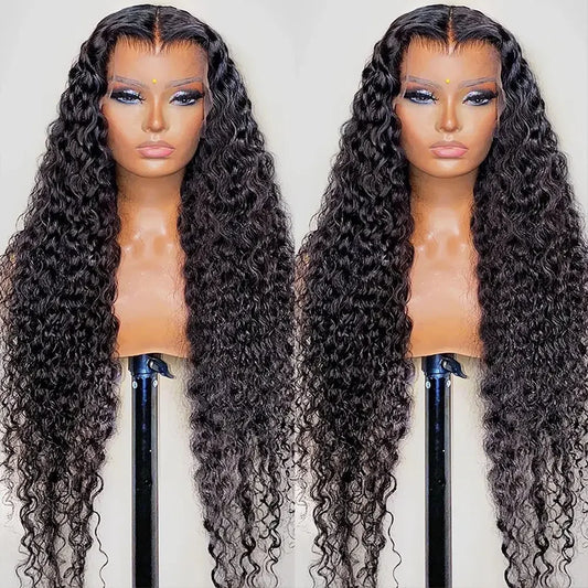 250% Density Deep Wave 13x6 360 HD Pre Plucked Lace Front Human Hair Wigs 40 46 Inch Curly Wig For Women Water Wave Frontal Wigs