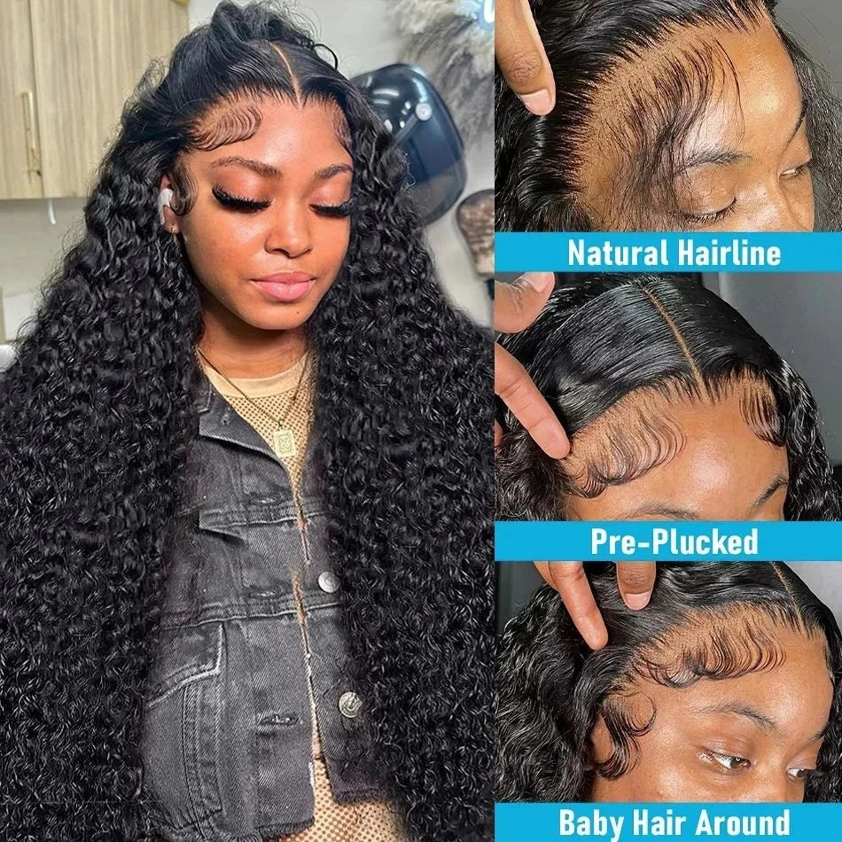 250 Density Deep Wave Loose Wig 46 Inch Hd Transparent Brazilian Curly 13x4 13x6 Pre Plucked Lace Front Wig Human Hair For Women
