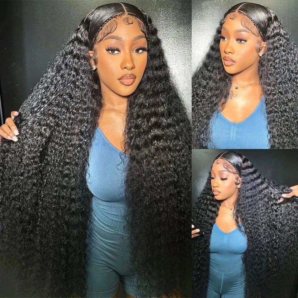 250 Density Deep Wave Loose Wig 46 Inch Hd Transparent Brazilian Curly 13x4 13x6 Pre Plucked Lace Front Wig Human Hair For Women