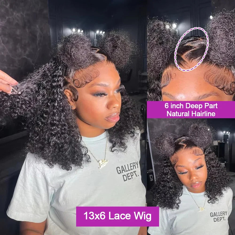 Short Bob Wigs Water Curly 13x4 13x6 Deep Wave HD Lace Frontal Wig For Women 250% Brazilian Ready to Go Glueless Human Hair Wigs